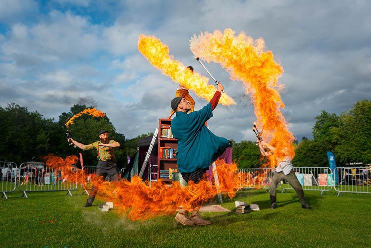 dancers doing fire tricks